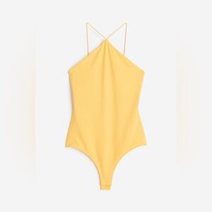 H&M yellow thong halter bodysuit